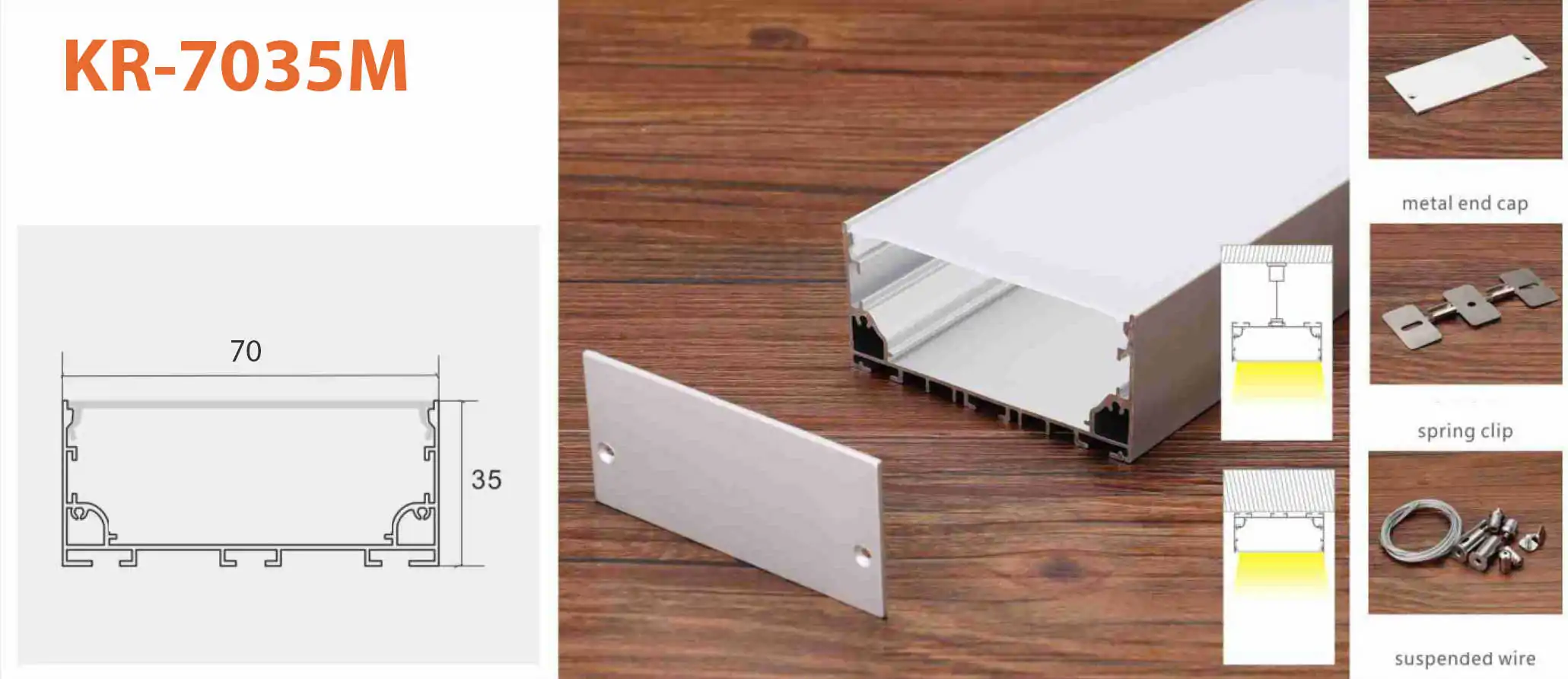 Thanh nhôm định hình LED KR-7035M