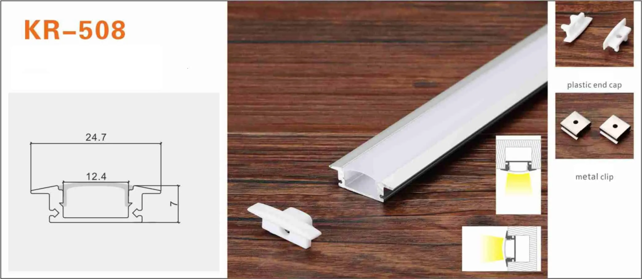 Thanh nhôm định hình led KR-508