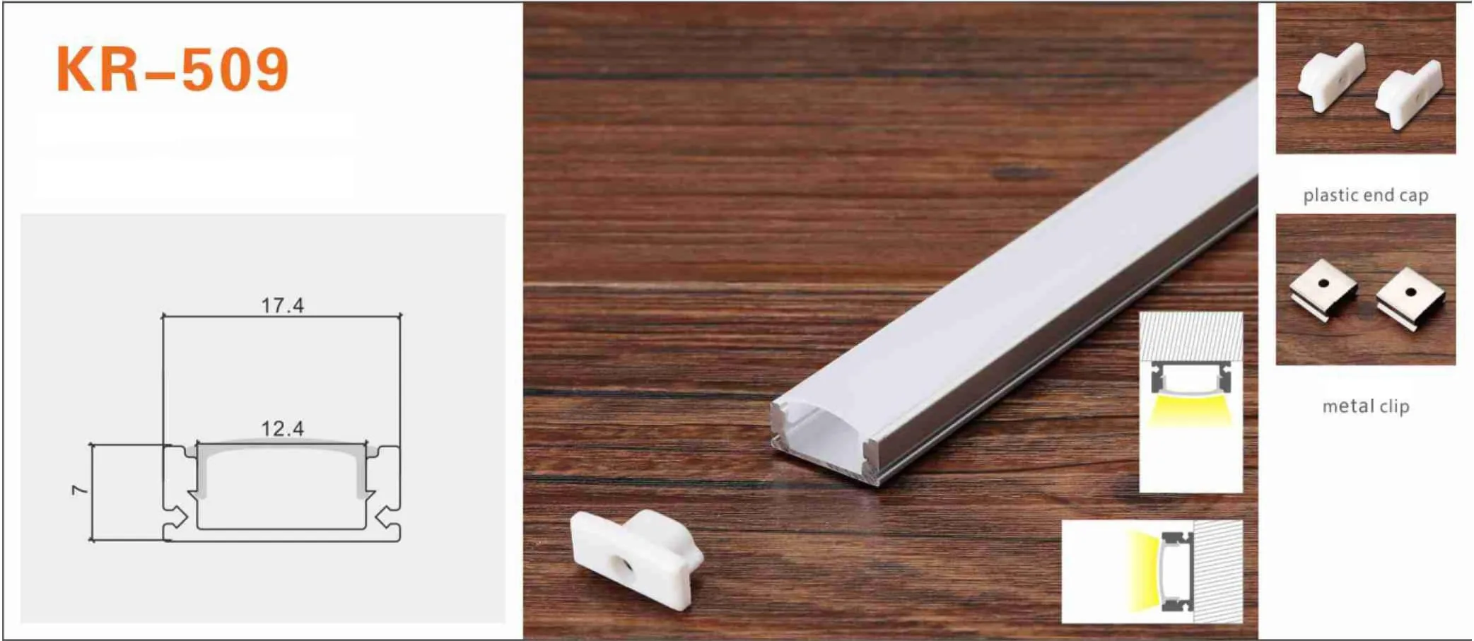 Thanh nhôm định hình led KR-509