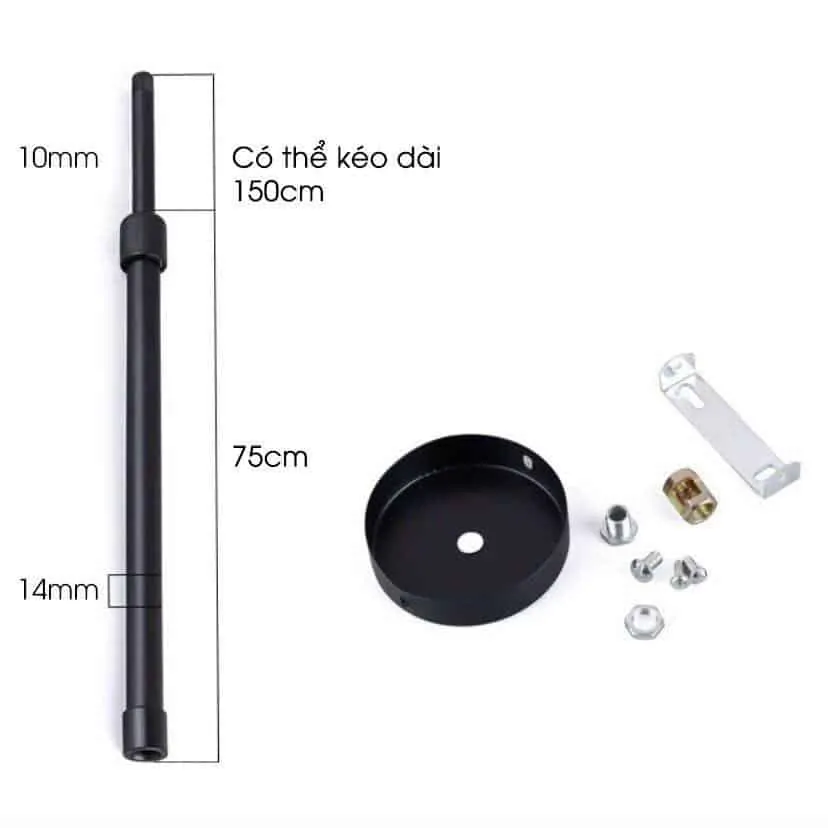 Thanh ti treo thả đèn,thanh ti treo thả đèn có thể thu gọn và luồn dây điện bên trong, chất liệu hợp kim và sơn phủ tĩnh điện chống ô xi hóa cao cấp