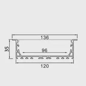 Thanh nhôm định hình led âm trần KR-12035A