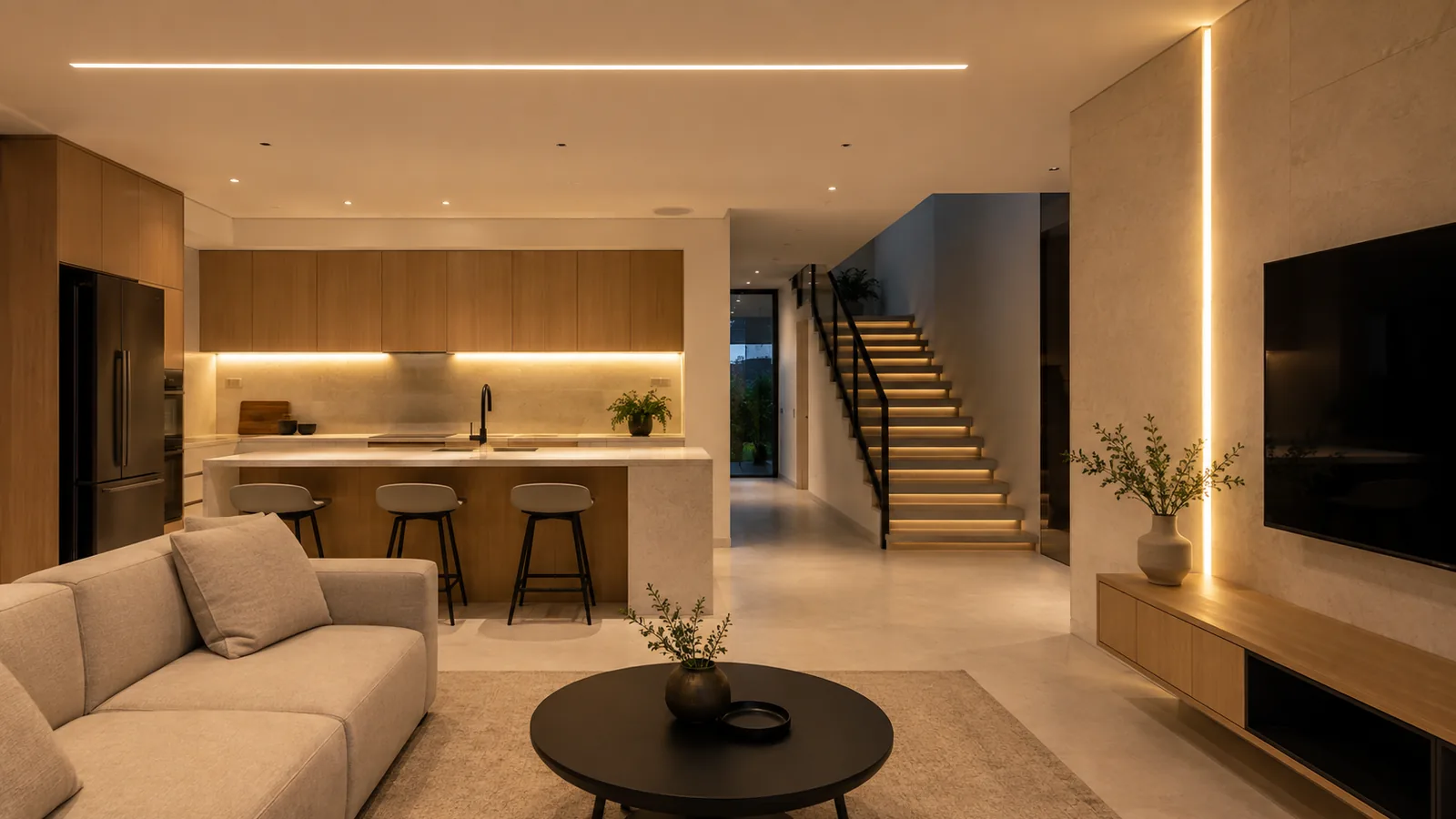 20 mẫu đường sáng LED trần, tường, tủ và cầu thang
