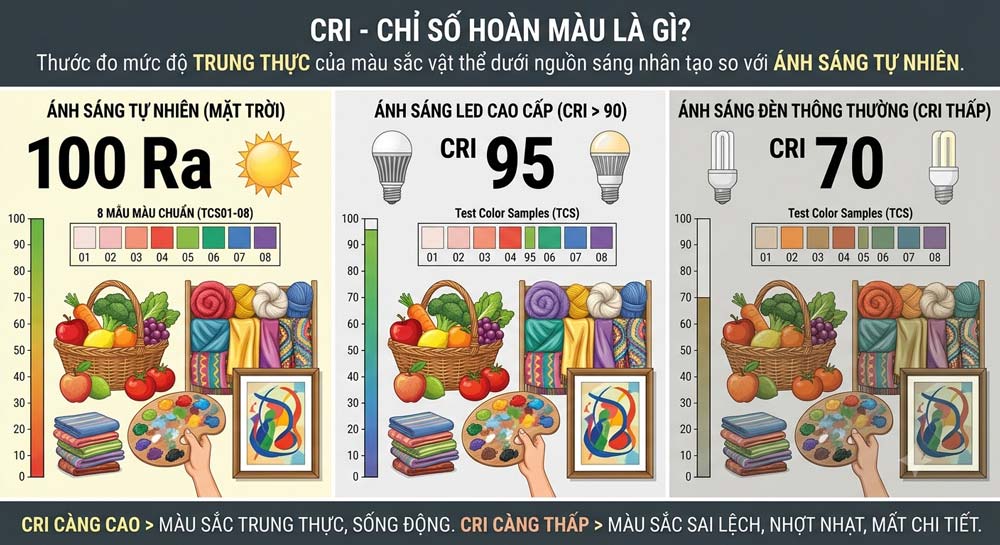 CRI là gì? Chỉ số hoàn màu của đèn LED