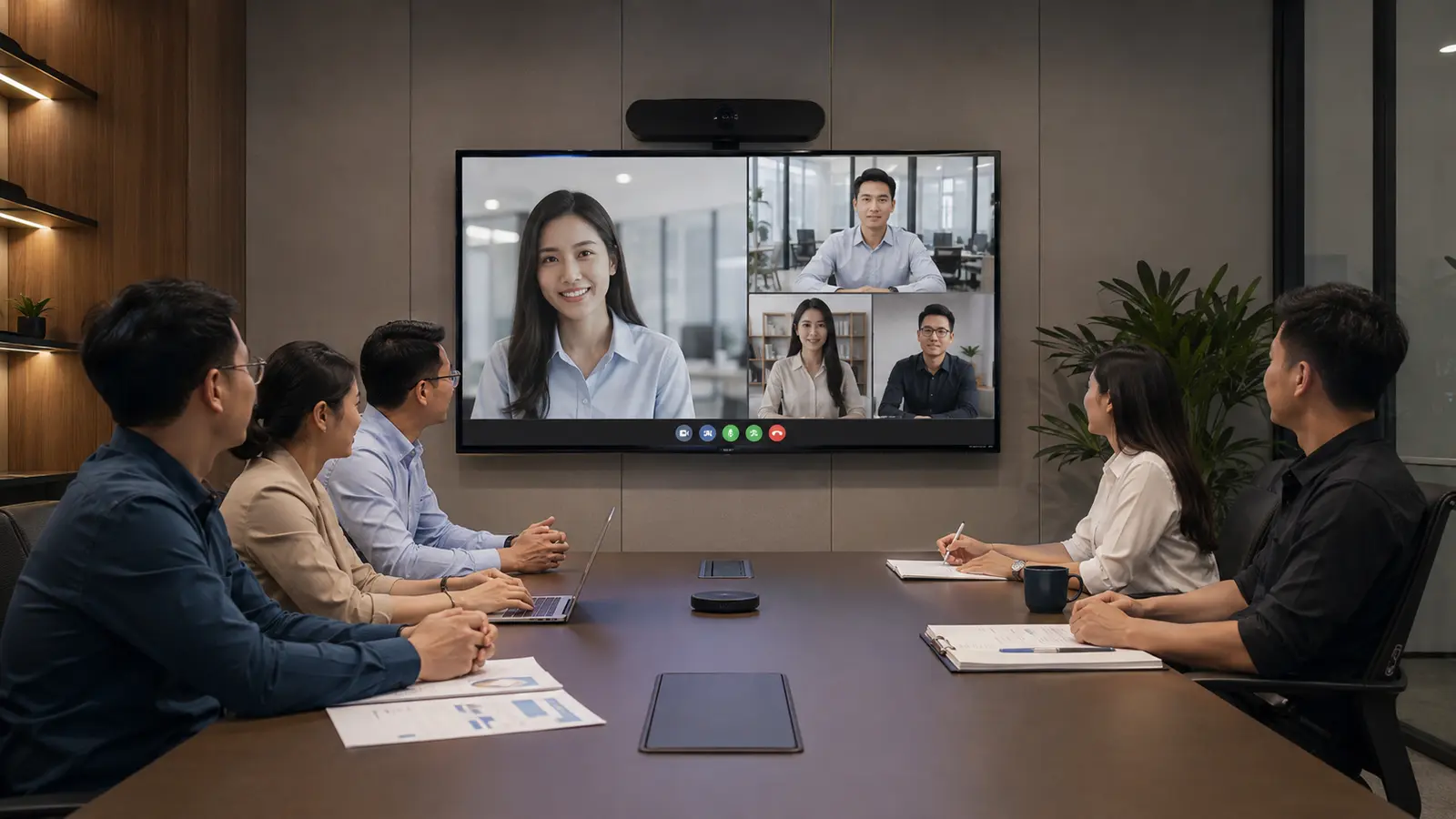Ánh sáng mặt người cân bằng trong phòng họp video