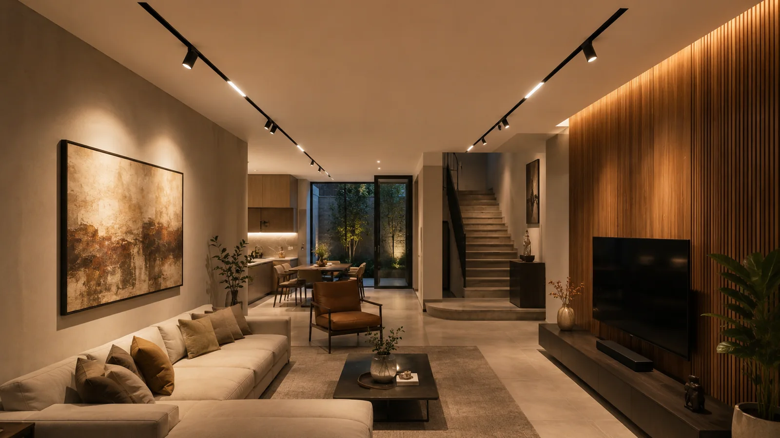 Hai tuyến ray nam châm cho phòng khách 30 m²