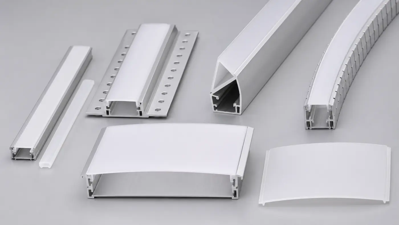 Các loại thanh nhôm đèn LED lắp nổi, âm, góc và uốn cong
