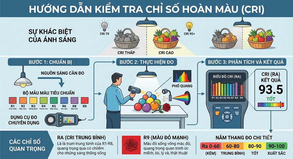 Cách kiểm tra chỉ số CRI của đèn LED