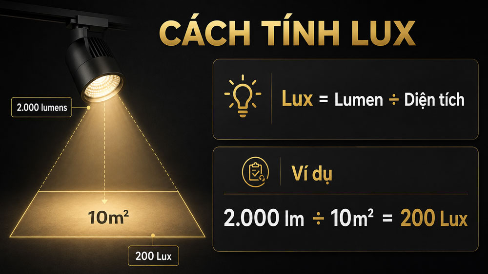 Cách tính Lux từ Lumen và diện tích chiếu sáng