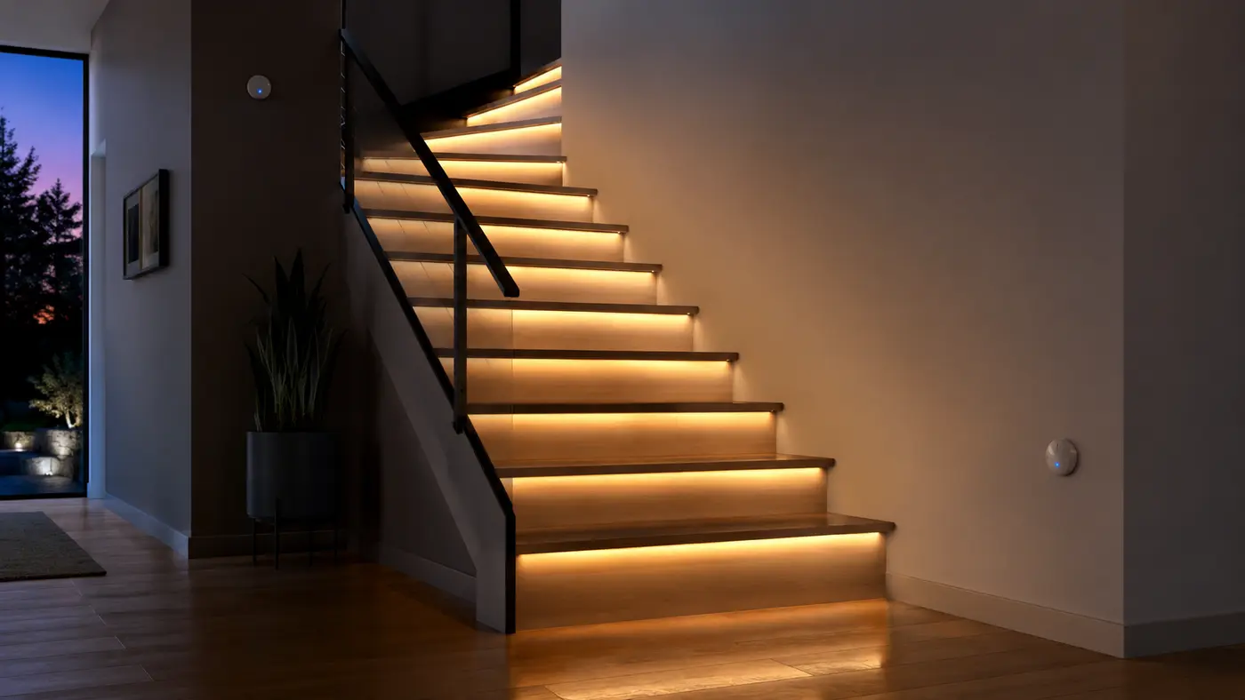 Hệ đèn LED cầu thang sáng tuần tự bằng cảm biến chuyển động