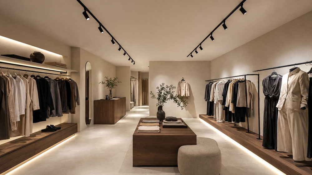Chiếu sáng showroom thời trang bằng đèn Spotlight thanh ray