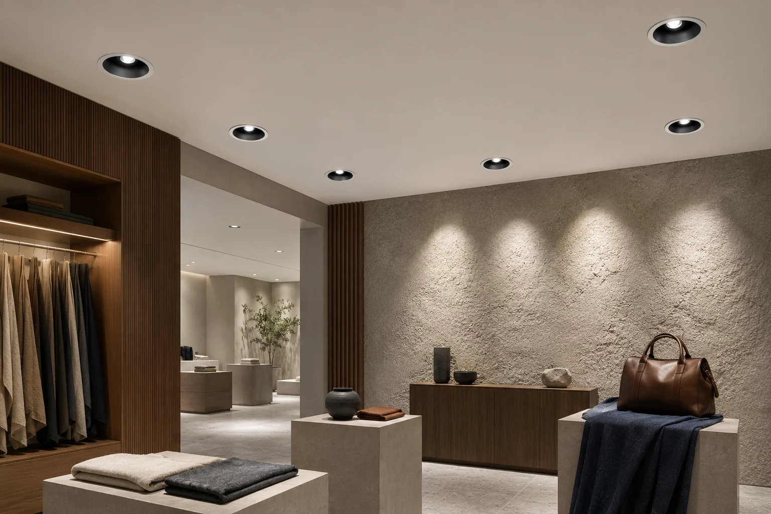 Đèn âm trần lỗ khoét 90 mm chiếu sáng showroom