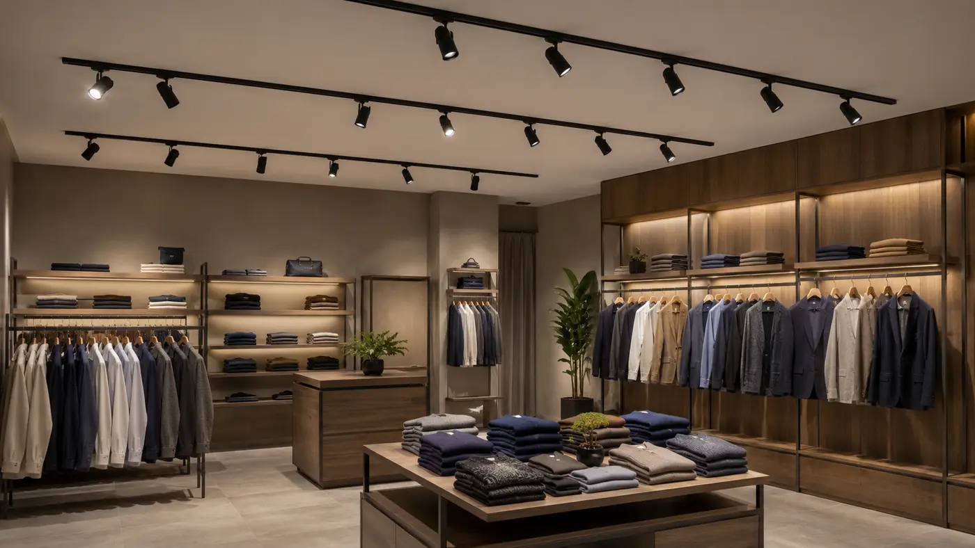 Đèn rọi ray chiếu sáng showroom thời trang hiện đại