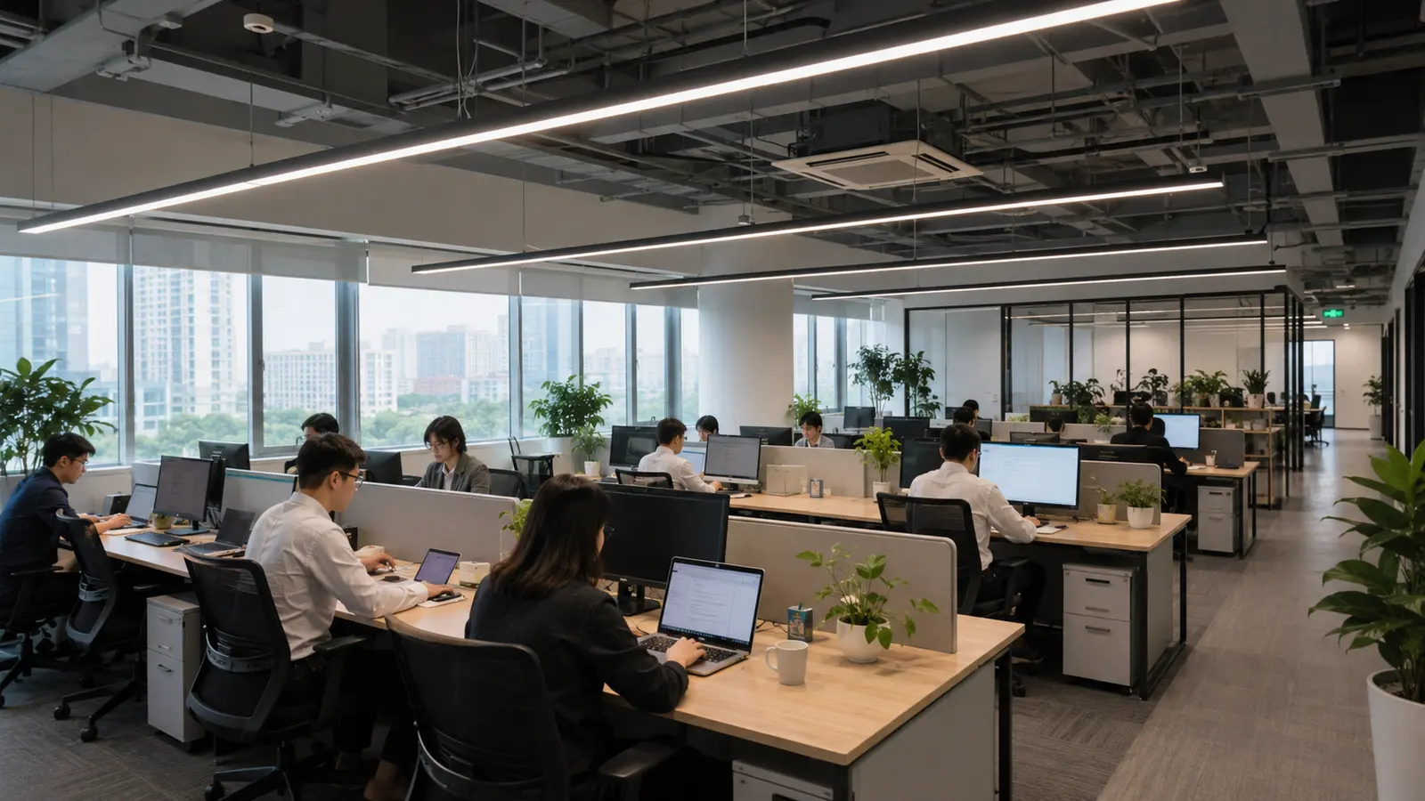 Văn phòng đủ sáng với đèn tuyến tính chống chói