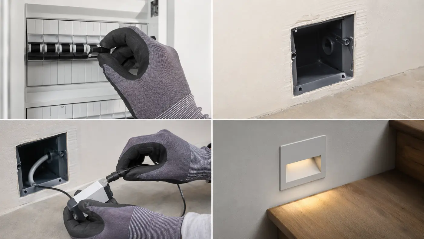 Các bước lắp đặt đèn âm tường LED an toàn