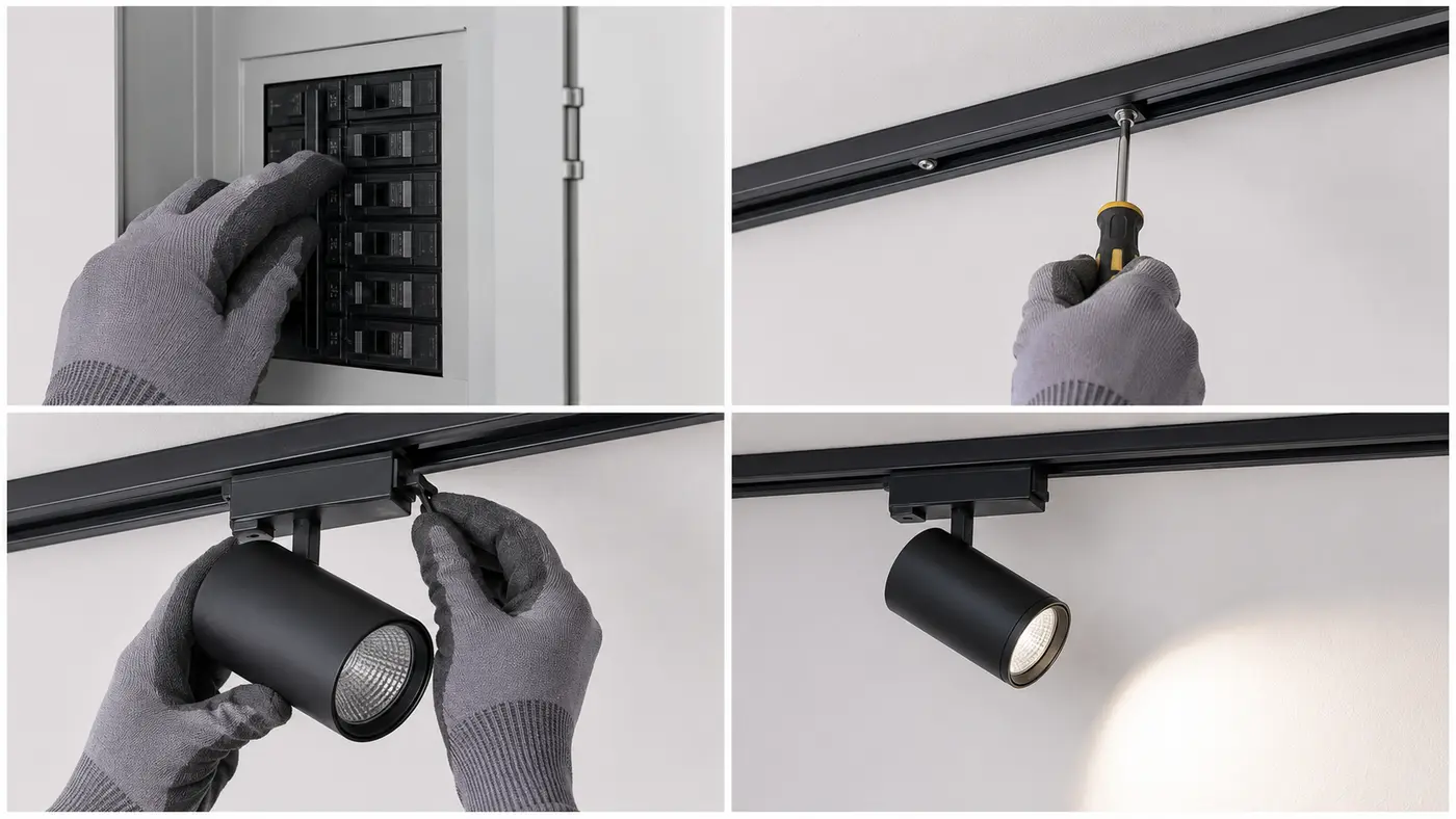 Các bước lắp đặt đèn rọi ray T2 an toàn