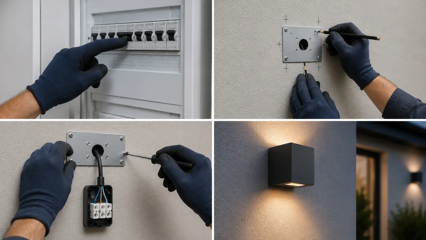 Các bước lắp đặt đèn tường LED gắn nổi an toàn
