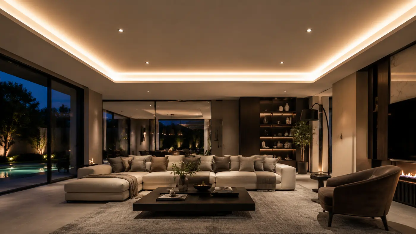 LED dây hắt trần tạo ánh sáng gián tiếp cho phòng khách