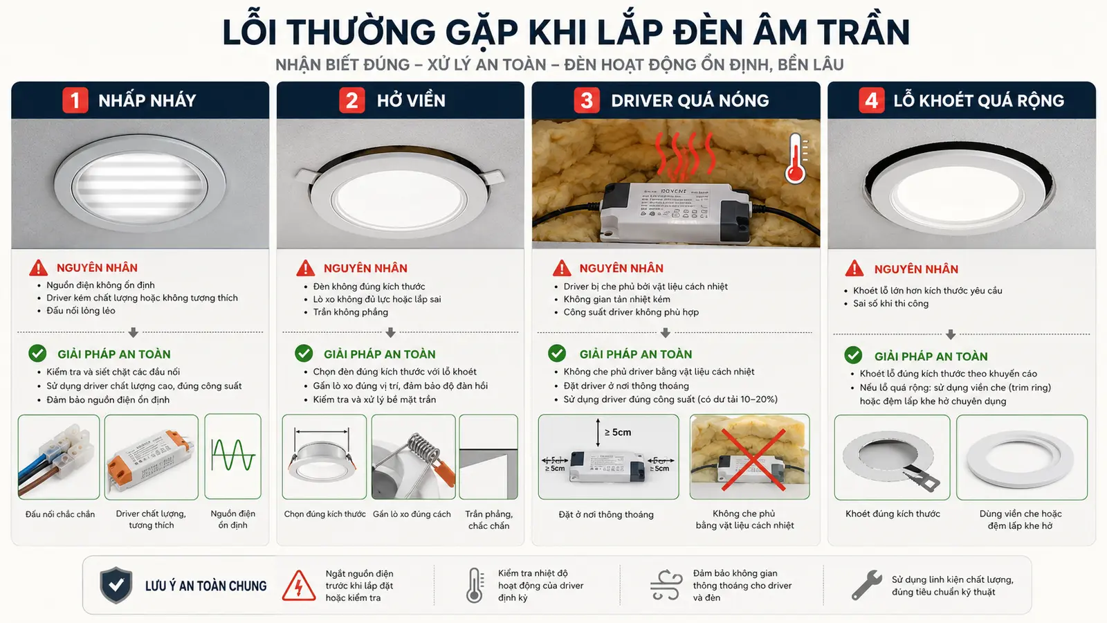 Lỗi nhấp nháy hở viền driver nóng và lỗ khoét rộng