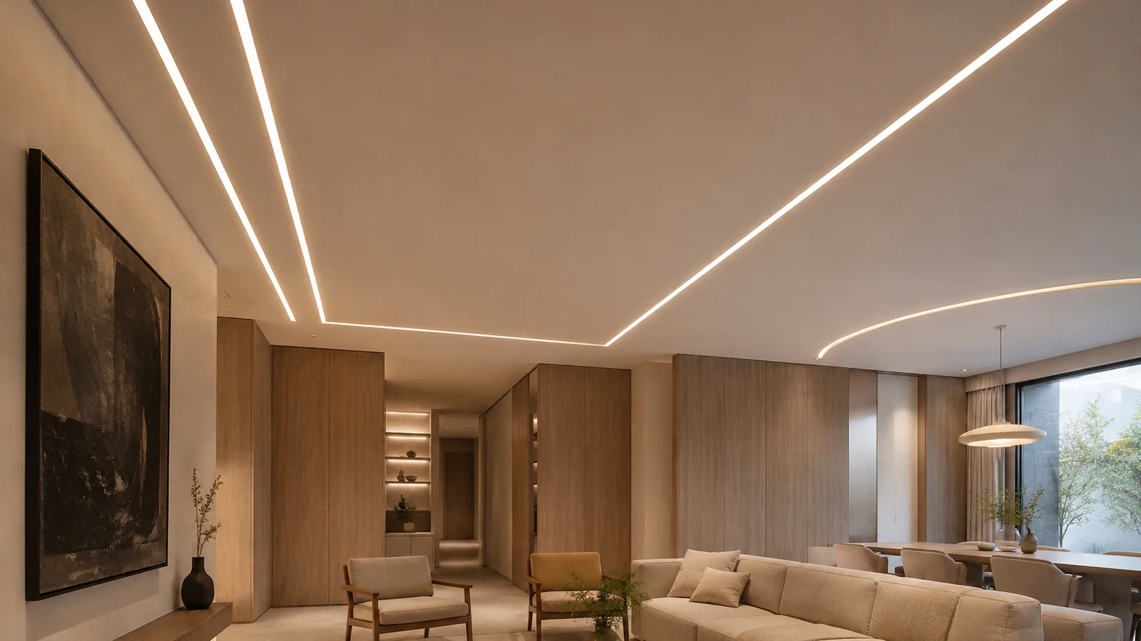 Mẫu đường sáng LED âm trần thạch cao
