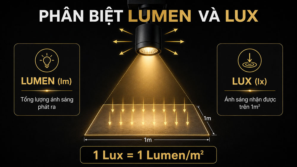 Phân biệt Lumen và Lux trong chiếu sáng đèn LED