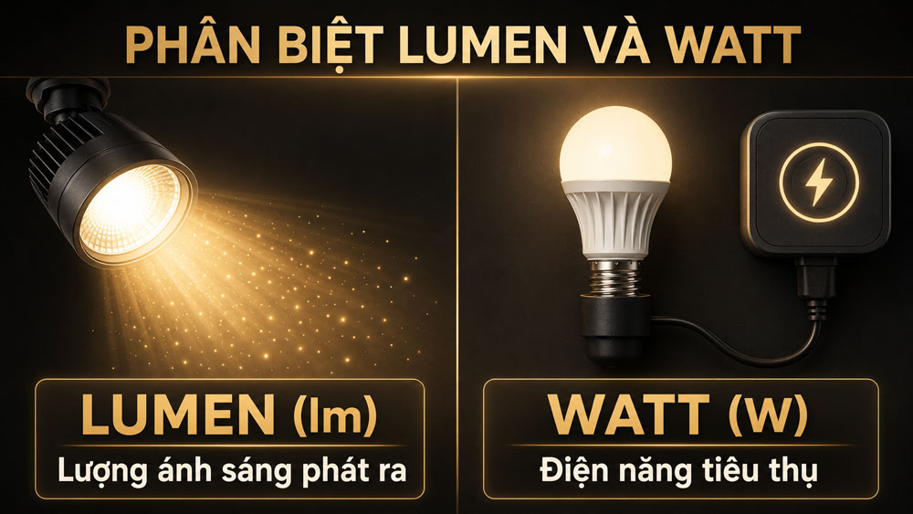 Phân biệt Lumen và Watt khi lựa chọn đèn LED