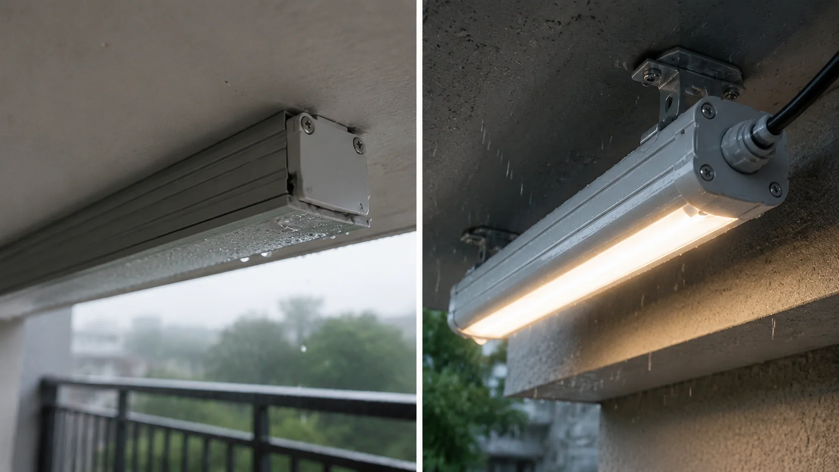 So sánh thanh nhôm LED nội thất bị đọng ẩm với đèn tuyến tính ngoài trời có đầu nối kín