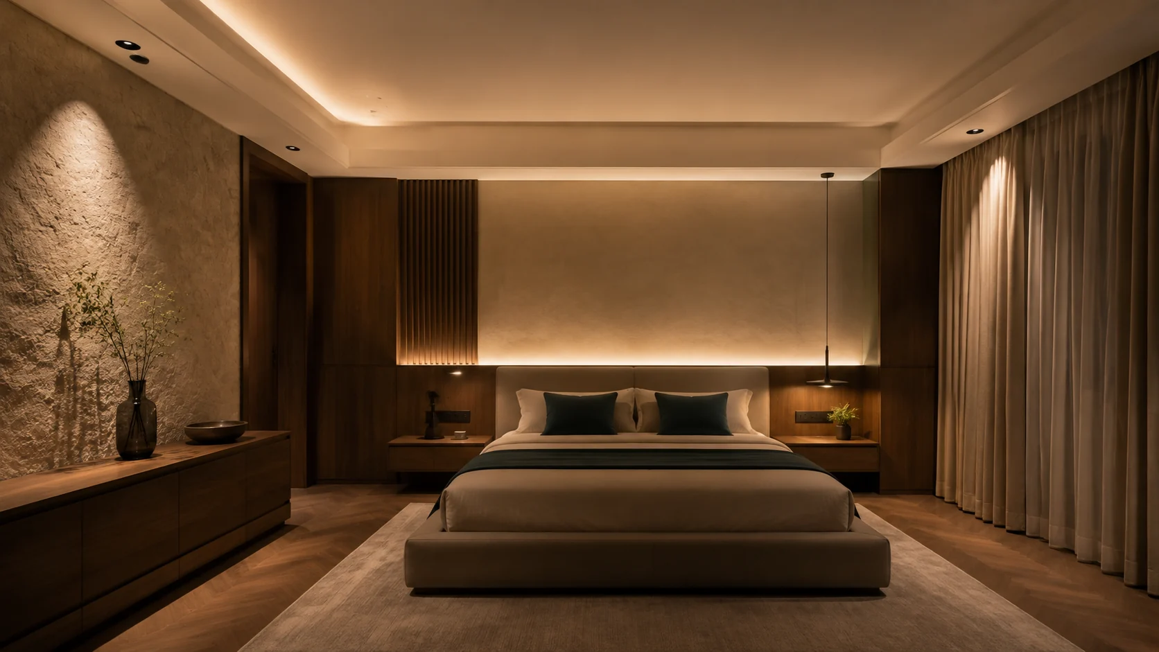 Spotlight phòng ngủ chiếu tường và rèm không gây chói