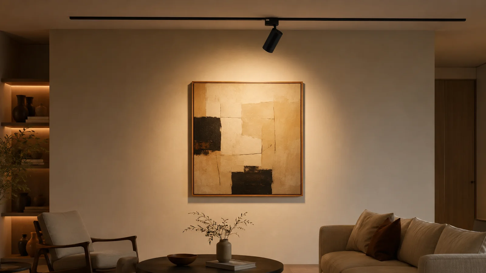 Spotlight ray nam châm chỉnh hướng chiếu tranh phòng khách