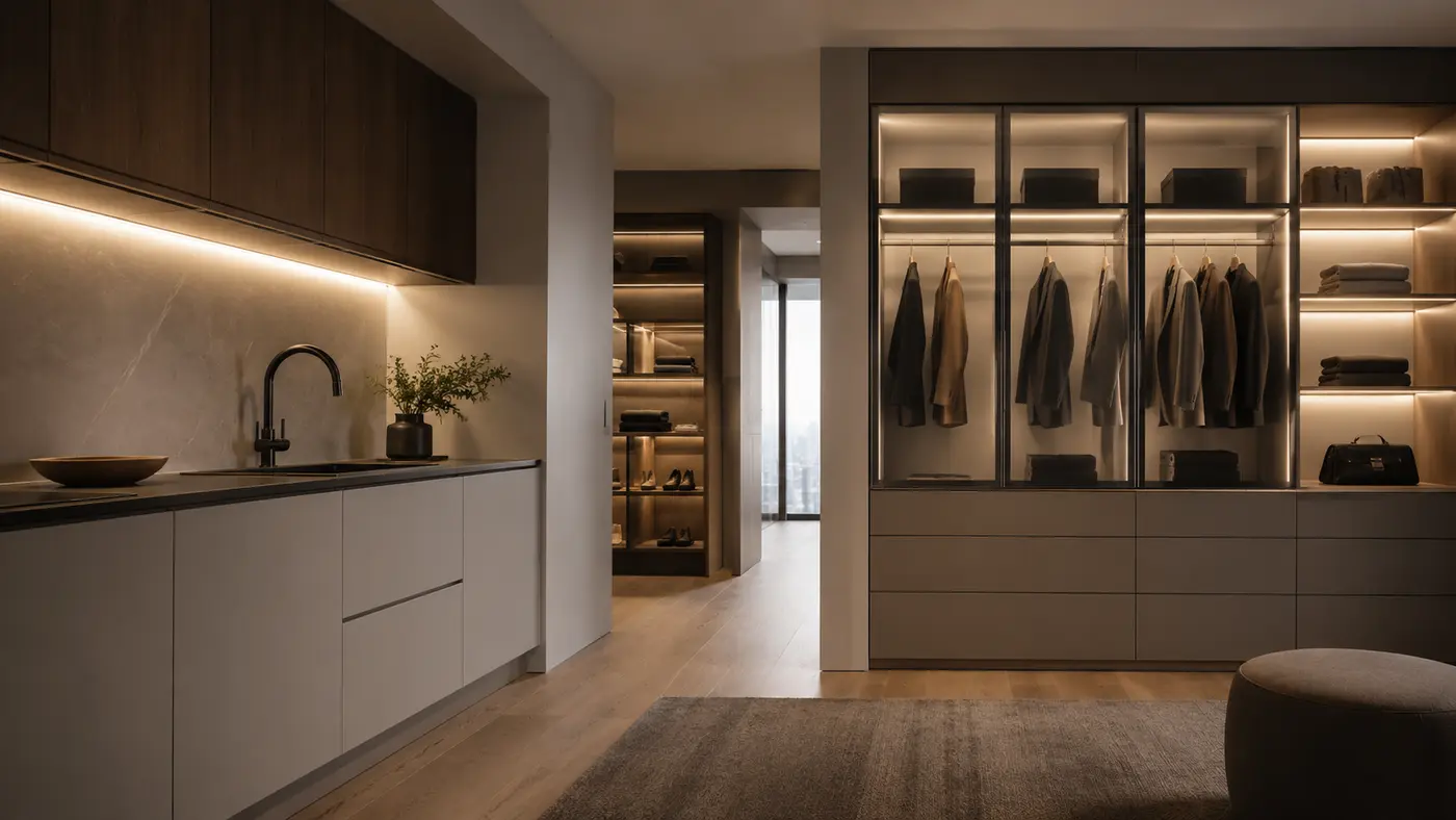 Thanh nhôm LED âm tủ chiếu sáng tủ bếp và tủ quần áo