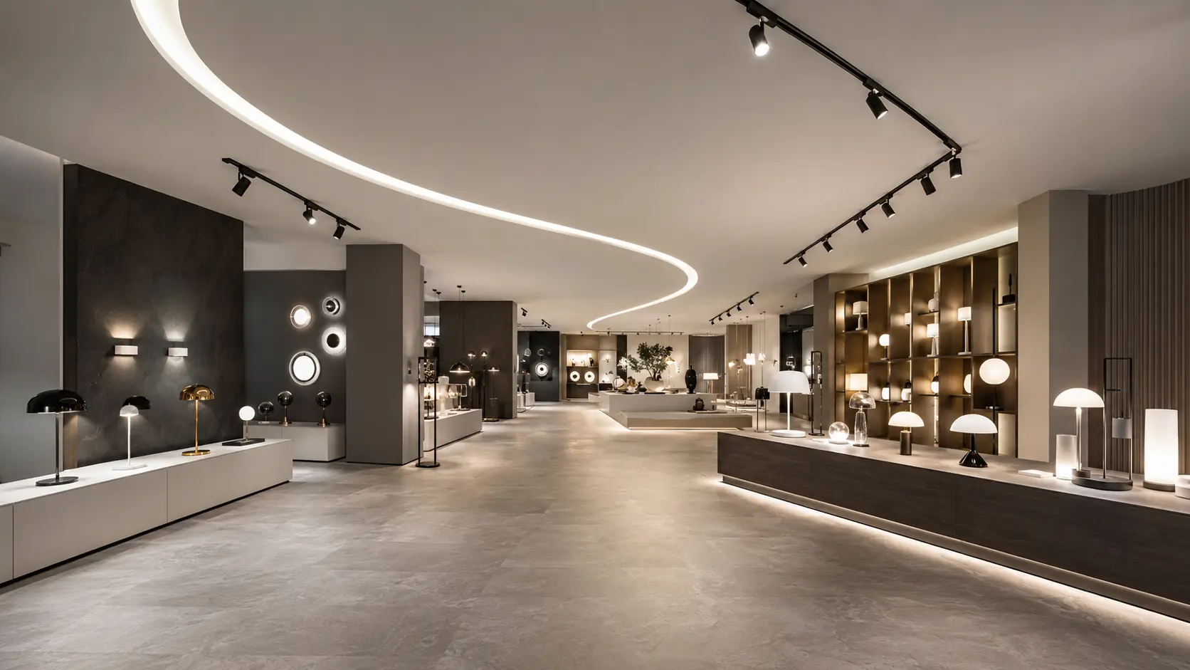 Thanh nhôm LED ziczac tạo đường sáng dẫn hướng trong showroom